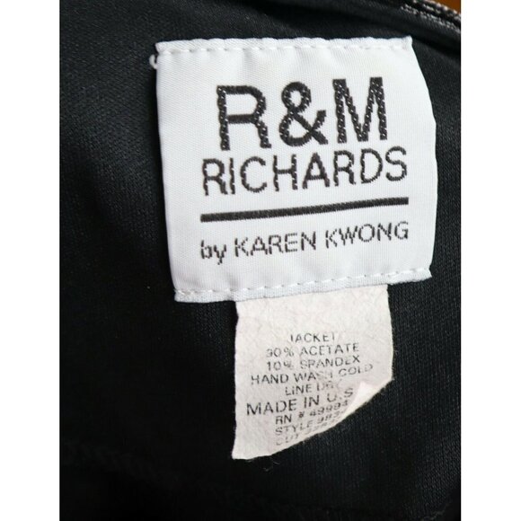 WOMEN'S BLACK FLORAL PRINT EVENING BLOUSE - R&M RICHARDS BY KAREN KWONG - SIZE M - Picture 5 of 6